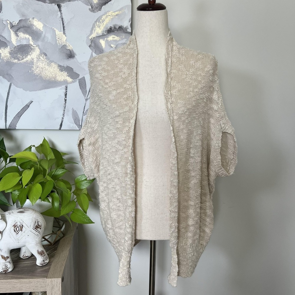 Silence + Noise Cardigan Sweater Womens Small Beige Open Knit Dolman Boho